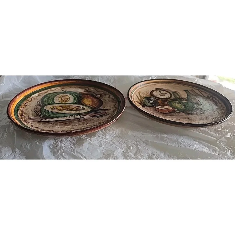VINTAGE VIETRI ITALIAN WALL ART POTTERY 2‎ DISHES HAND PAINTED - Picture 7 of 7